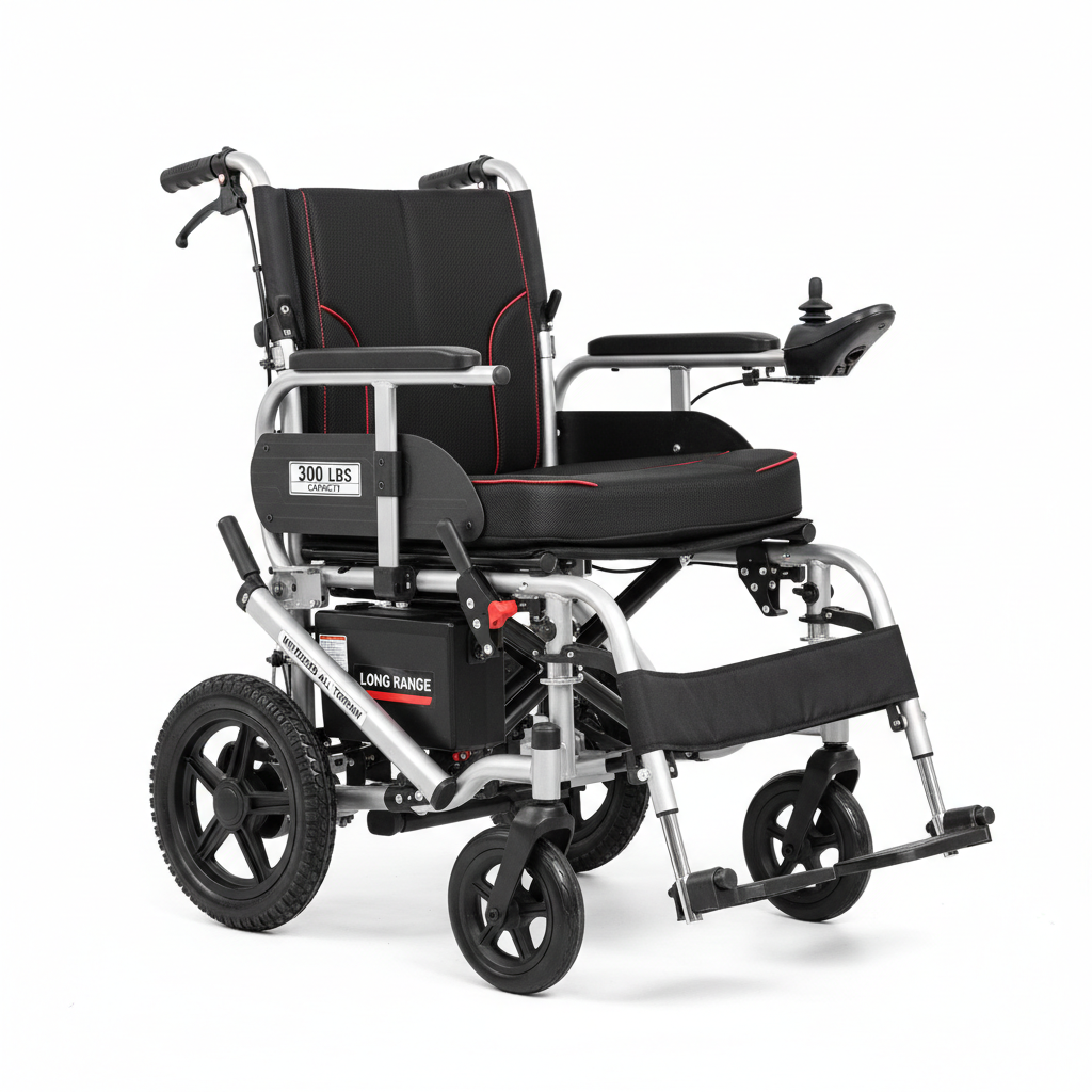 Electric Wheelchair for Adults Seniors, 300 lbs Weight Capacity, 17.7 in Width Lightweight Foldable Motorized Power Wheelchairs, Long Range All Terrain Aluminum Alloy Chair, Adjustable Backrest
