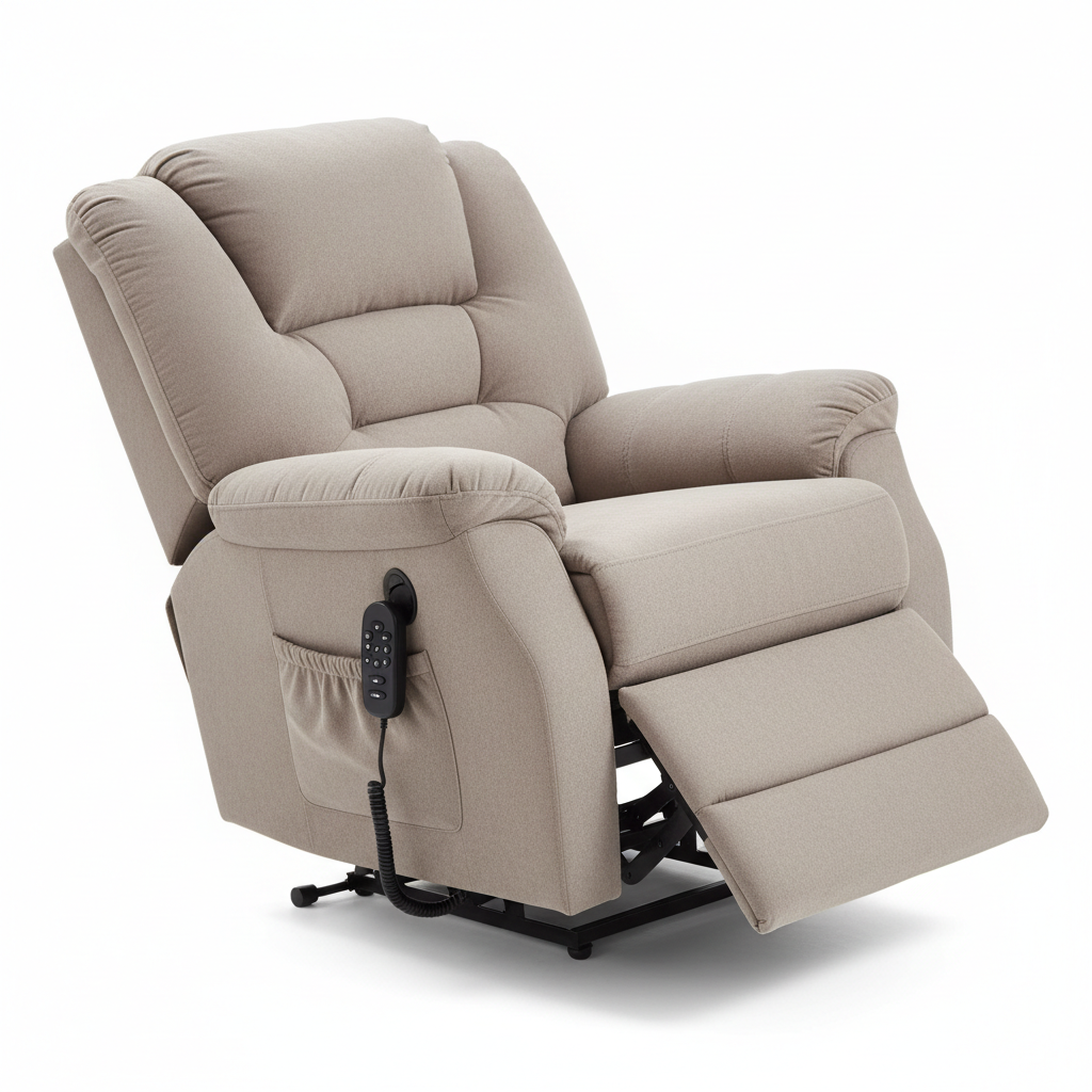 Senior Power Lift Chair Recliner, Electric, Remote Control, Comfort Design, Plush Seating, Beige